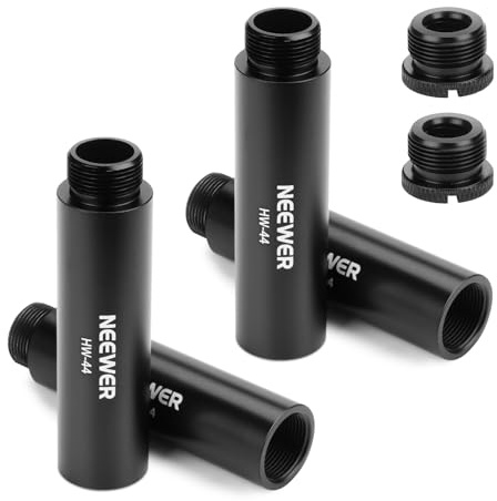 NEEWER Kit Accessori per Estensione di Supporto Mic (6 Pezzi), Tubi di Prolunga per Asta Microfono in Lega Alluminio e Adattatori da 5/8 Maschio a 3/8 Femmina per Braccio da Tavolo Boom Arm, HW-44