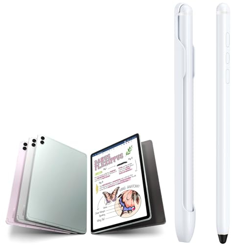 Inmatningspennor kompatibla med Samsung Galaxy Tab A9+, Ersättande Slim S-penna för Galaxy Tab A8, Samsung Tab Universal Styluspennor + S-Pen Slot-vit