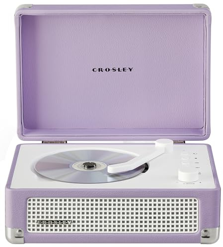 Crosley Cruiser Portable CD Player with Bluetooth, Built-In Stereo Speakers & FM Radio – Rechargeable CD Players for Home, Office & Travel with Headphone Jack, Aux Input - Vintage Suitcase Design
