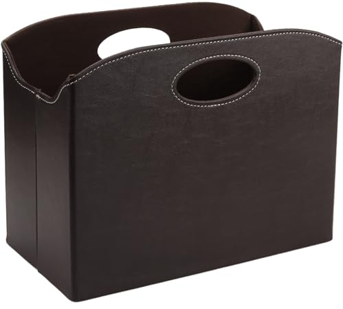 CHEUKYIU Porte-revues moderne - 34,8 x 18,8 x 26,8 cm - Pliable - Avec poignée de transport - En cuir - Pour salon, bureau