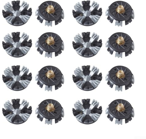 Lot de 16 crampons de chaussures de golf en caoutchouc avec filetage métallique à visser avec 8 points pour une traction ferme et un soutien sur les terrains de golf (noir et gris)