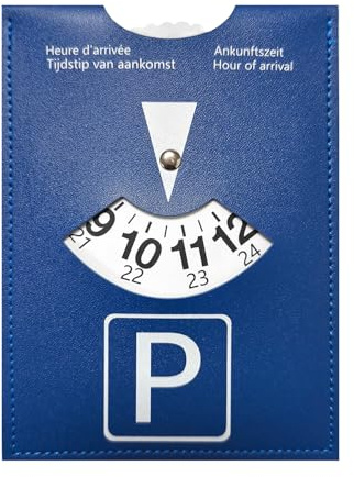 Discos de aparcamiento de lujo maxi de piel sintética suave, modelo de lujo para uso en toda Europa, reloj de parquímetro, accesorio universal para coche, moto, autocaravana (azul)