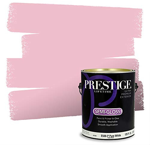 PRESTIGE E500-P-SW6576 Exterior Paint and Primer in One, 1-Gallon, Semi-Gloss, Comparable Match of Sherwin Williams Azalea Flower, 1 Gallon, SW66-Azalea
