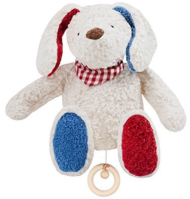 Efie Bio - Spieluhr Hund, kontrolliert biologischer Anbau (organic), Made in Germany, GOTS zertifiziert, nachhaltig, Melodie Brahms (Guten Abend, gute Nacht)