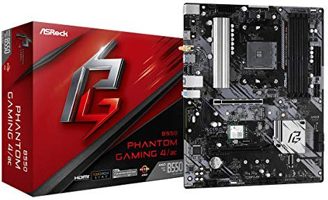 Asrock B550 Phantom Gaming 4/AC Motherboard, Supports 3rd Gen AMD4 Ryzen, PCIe 4.4