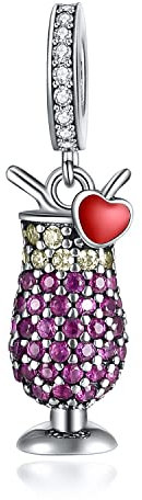 MariaFonte Breloque Charm New 2025 Verre Cocktail Pendentifs Original Charming Bead Argent 925 Coeur Maman Compatible Rose Porte-bonheur Famille Noël Femme Bracelet Fille Bracelet Infini Set