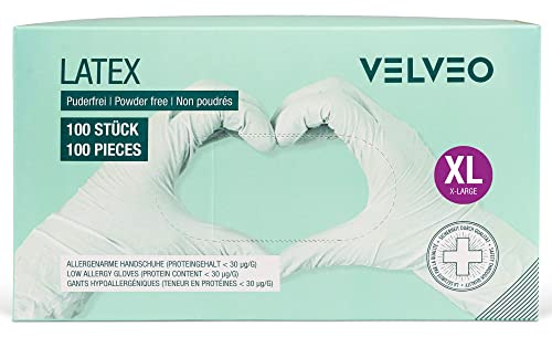 100 Stück Latex Untersuchungshandschuhe in Spender-Box - Größe wählbar: S, M, L, XL Einweghandschuhe Einmalhandschuhe Größe XL