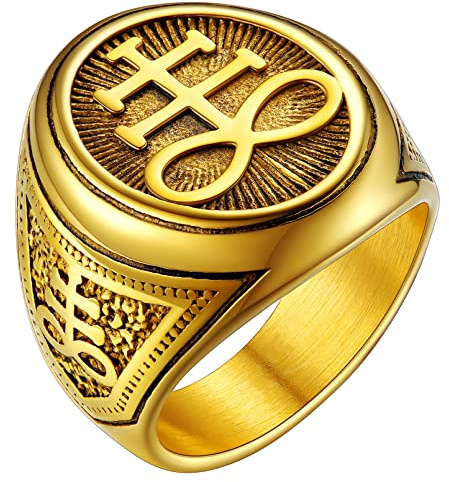 FaithHeart rostfritt stål leviathan kors fingerring personlig leviathan sigillring punk biker fingerring partnerring vänskapsring för män och män, 69(22), Legerat stål, Ingen ädelsten