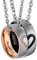 Brateuanoii Paar Halskette, Halskette Damen, Halskette Für Paare, Freundschaftskette, Paar Halskette Herz, Kette 60Cm 50Cm Silber,Mit Ring Anhänger, Roségold, Schwarz