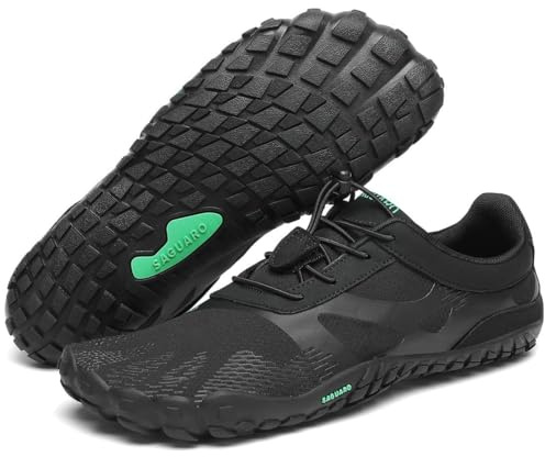 SAGUARO Zapatillas Barefoot Hombre Mujer Zapatillas Minimalistas para Deportes Acuaticos - Ligeras Antideslizante Respirable con Caja Suela Zero Drop, Onyx Negro, 42 EU