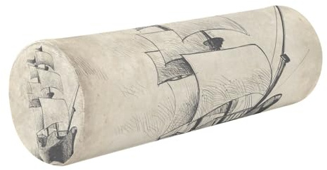 TecEr Vintage-Sketch-Galleon-Background Memory Foam Neck Roll Pillow for Sleeping, Cervical Bolster Round Pillow with Removable Cover for Neck,Back,Legs,Ideal for Spine,Neck Support, 5.5x17in