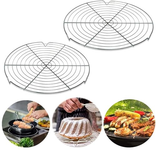 thirei 2 griglie di raffreddamento rotonde, rotonde, per torte, in metallo, griglia di raffreddamento per torte, diametro 30 cm, uniformi dei dolci, adatti per pentole/forno/friggitrice