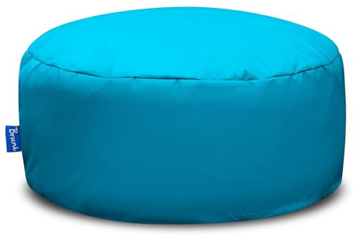 Bruni Pouf Sittpall M i ljusblått – rund sittpuff, inomhus och utomhus som fotpall, yogasittkudde, meditationskudde, tillverkad i Tyskland