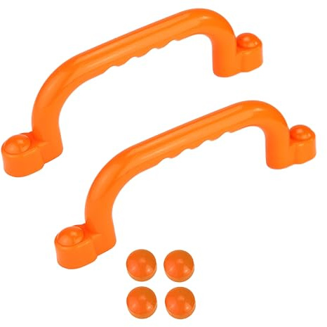 Anschütz 2er Set Handgriffe für Spielturm – Robuster HDPE Kunststoff – Witterungsbeständig – Inkl. Schrauben (ORANGE)