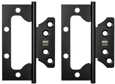 Amig - Pack de 2 Bisagras - 100 x 75,5 x 2,5 mm - Recomendada para su Uso en Puertas- Apertura y Cierre Silencioso - Acero Inoxidable Negro Mate - Incluye Tornillería