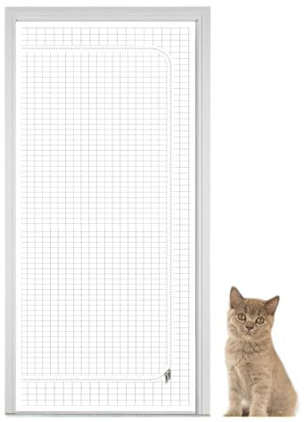 Puerta mosquitera para gatos de 80 cm x 200 cm, red de barrera gruesa con cierre de cremallera para evitar que los perros y gatos corran alrededor, suministros para mascotas