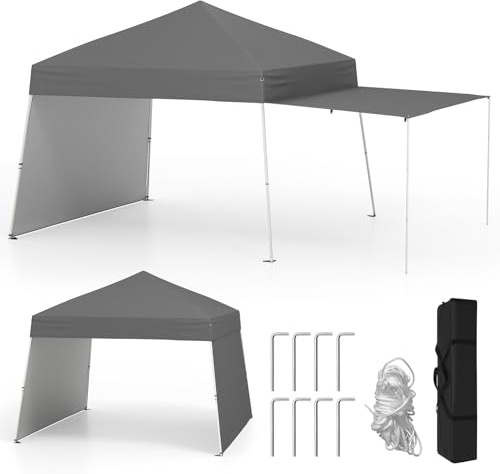 COSTWAY Paviljong 3 x 4 m, pop-up hopfällbar paviljong med 2 konverterbara markissiddelar, trädgårdspaviljong, UV-skydd, 50 höj- och höjdjusterbar, trädgårdstält, festtält inkl. 8 pinnar och 4