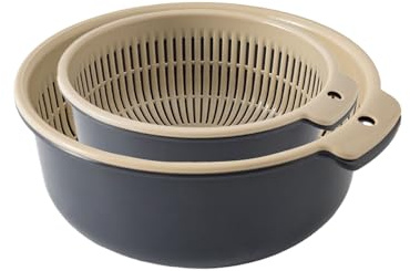 Set di ciotole scolapasta, cestello per verdure, strumento multiuso per risciacquo, contenitore da cucina a scarico rapido con 22 cm, ideale per noodle, pulizia, cottura, setacciatura e preparazione