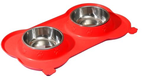 Gamelles pour Chiens,Set De Bols Anti-Déversement pour Nourriture Et Eau Chat - Plateau Repas Amovible pour Taille Petit Moyen Grand Chiot | Intérieur Extérieur