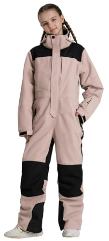 GSOU SNOW Ski Suit Kids Snowsuit One Piece Boys Girls Snowboard Suit Ski Jumpsuits Waterproof Windproof Pink 10-11 Years