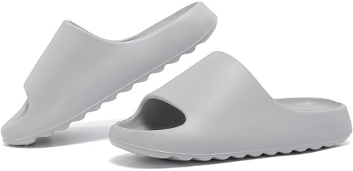 Foinledr Claquette Hommes Claquettes Femme Ete Plage Sandales Homme Pantoufles Femme Confortable Piscine Slide Unisex Foam Slides,Gris,46