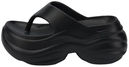 Generisch Ciabatte da donna con tacco, sandali estivi con plateau 8 cm, con tacco alto, antiscivolo, da donna, estive, per il tempo libero, da spiaggia, da doccia, Nero , 40 EU