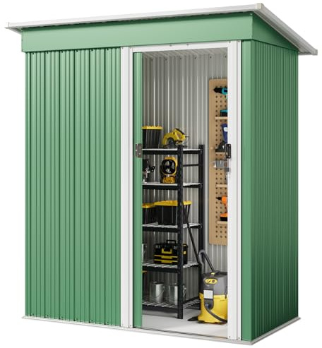 Xbro Capanno da Giardino in Metallo Impermeabile, Casetta Attrezzi Esterno con Porta Scorrevole, Antiruggine, resistente al vento e ai raggi UV, 89x163x182 cm