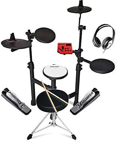Carlsbro CLUB100 Electric Drum Set for Beginners - Compact Starter Electronic Drum Kit with Mesh Snare, 108 Sounds, 10 Presets & 50 Lessons Included - Perfect Beginner Electronic Drum Kit