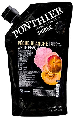 Food-United PFIRSICH WEISS PÜREE Frucht-Püree von Ponthier 1KG für Smoothie-Bowl-Sorbet-Kuchen-Mousse-Torte-Dessert aus ausgewählten Früchten höchster Qualität für Bellini-Cocktail
