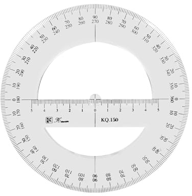 TopHomer Regla transportadora de 360 grados, 15 cm, plástico, moderna, de una sola pieza (unificada), ideal para la escuela, oficina, dibujo, medición, construcción, dibujo técnico