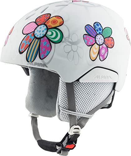 ALPINA PIZI - Leichter, bruchfester & individuell anpassbarer Skihelm für Kinder, mit abnehmbaren Ohrenpolstern - Patchwork-Flower matt - M (51-55 cm)