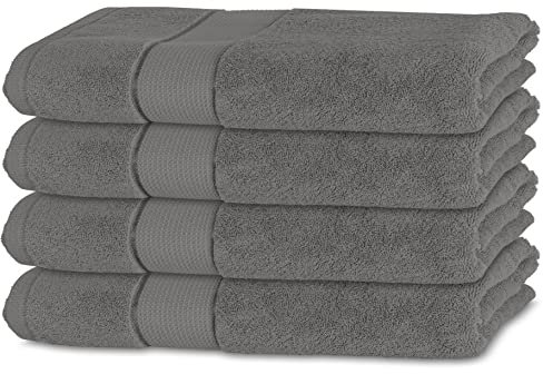 BANANALU 4er Set Handtücher 100% Baumwolle 50x100 Qualität 450g/m2, Dunkel Grau, Mockingbird 18-4015