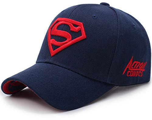 LAIFEKE Baseball Cap Superman Snapback Hat Stickerei Baseball Cap für Männer Frauen (Marineblau Rot)