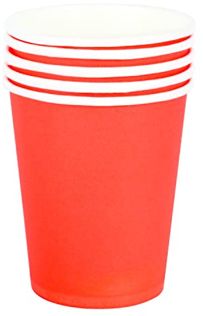 UNVOJL 30 bicchieri di carta rossi usa e getta colorati bicchieri di carta per feste di compleanno (rosso)