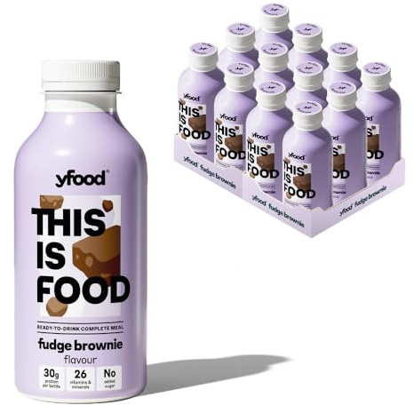 yfood Fudge Brownie, tasty meal replacement, THIS IS FOOD drink, 30 g of protein, 26 vitamins and mineral (12 x 500ml)