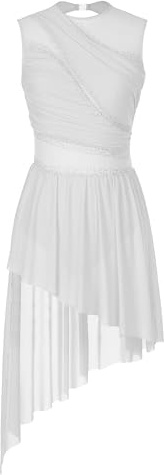 CHICTRY Women's Lyrical Dance Costume Modern Contemporary Dance Dress | High Low, Shiny Rhinestone, Sleeveless Cutout Back, Figure Skating Dress, Contemporary Dancewear, Dance Show