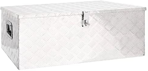 Homgoday Boîte de Rangement Argenté 100x55x37 cm Aluminium, Caisse à Outils Malle de Transport Box, Boite à Outils Malette de Rangement