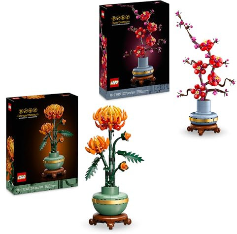 LEGO Pack Fleurs de Saison - Inclut Le chrysanthème (10368) & Les Fleurs de Prunier (10369) - Sets de Construction pour Adultes - Déco de Fleurs artificielles - Cadeau de St Valentin, Femme ou Homme