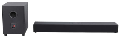 Barre de Son 60 W avec Caisson de Basses, Système de Son Surround sans Fil 5.0, Basses Profondes, Télécommande, 3 Modes D'égalisation, TV Home Cinéma, PC, Jeux (Prise UE)