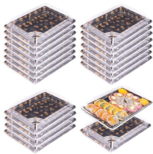 20 cajas para preparar comidas: bandeja reutilizable con tapa, caja de comida reutilizable para preparar comidas, platos de comida y comida para sándwiches, sushi, frutas y platos (26 x 19 x 5 cm)