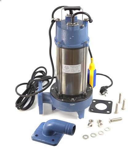 Ampika Bomba fecal con Trituradora y Flotador QW-1801DF de Aguas Sucias, bomba de Inmersión para Aguas Residuales 1800W, 21 000L/h, Altura de Impulsiòn máx. 5m