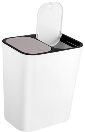Ciieeo Bidone Immondizia Cucina Doppio Scomparto Cestino Della Spazzatura Per Separare Rifiuti Realizzato in Resistente Materiale Per Cucina e Ufficio
