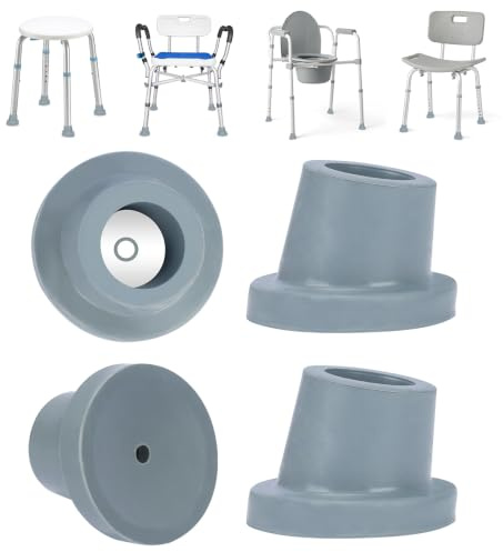 supregear Duschstol Benkåpor, Kraftiga 1 Tum/25 mm Lutningsersättningar, Gummitippar för Badöverföringspallar Och Stegar, Halkfria Extremt Greppande Sugkoppsfotskydd, 4-pack, Grå