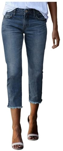 Cropped Jeggings for Women UK Ladies Capri Stretchy Jeans Denim Legging Cotton Summer Trouser Three Quarter 3/4 Length Pull On Cut Off High Waist Smart