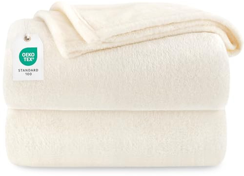 berssen Coperta Plaid - 200 x 230 CM - Bianco Avorio Winter Blanket - Coperta Divano, Morbida, Accogliente, Nessun Odore, Lavabile in Lavatrice, Adatto per l'Autunno e l'Inverno, Antistatico
