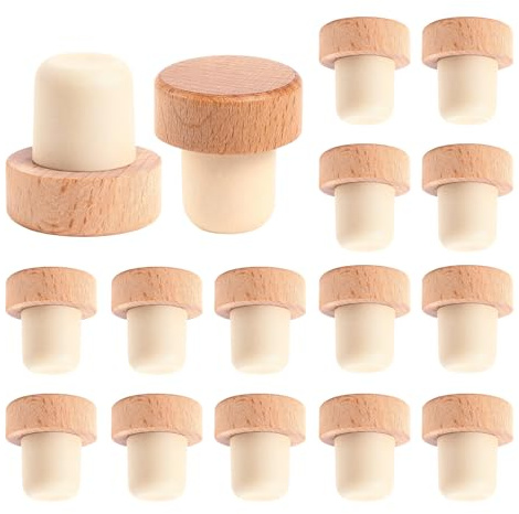 16 Piezas Tapones de Corcho T-Forma, T-Shape Corchos de Vino, Tapones Corcho Botellas, Corchos de Vino Reutilizables, para Botellas de Vino y Cervez, Almacenamiento Efectivo
