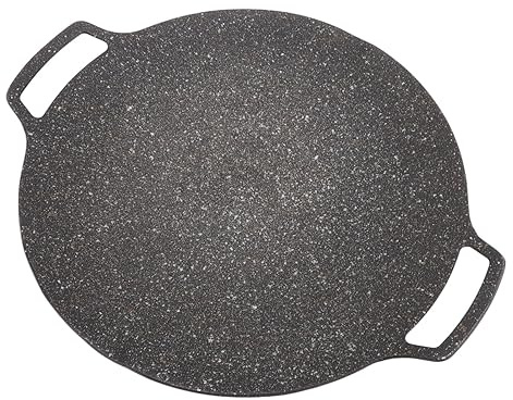 Blaihild Placa de Barbacoa Coreana, Sartén Teppanyaki Redonda Antiadherente con Superficie Lisa para Asar y en Fiestas de Barbacoa Al Aire Libre, Hecha de Aleación de Aluminio (Tipo Universal 36cm)