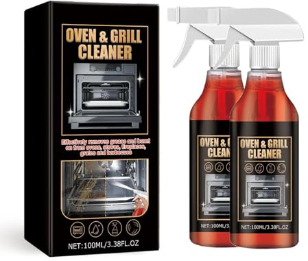 Ugns- och grillrengörare spray, ugnsrengöring, grillrengöring, kraftfull rengöring och fettlösare, mycket stark köksrengöring för köksfläktar, gasgrillar, rostfritt stål och andra köksredskap (2 st)