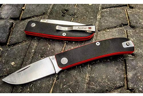 Manly Unisex – Erwachsene WASP RED - Taschenmesser, CPM-S-90V, schwarz, 17,4 cm