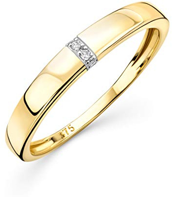 OROVI anello donna Oro 9Kt vero, con Diamanti - Oro Giallo - Gioielli donna - Gioiello Ipoallergenico - Fatto a Mano